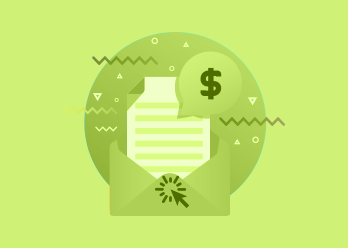 A green envelope with a dollar sign in it that represents the value of SEO.